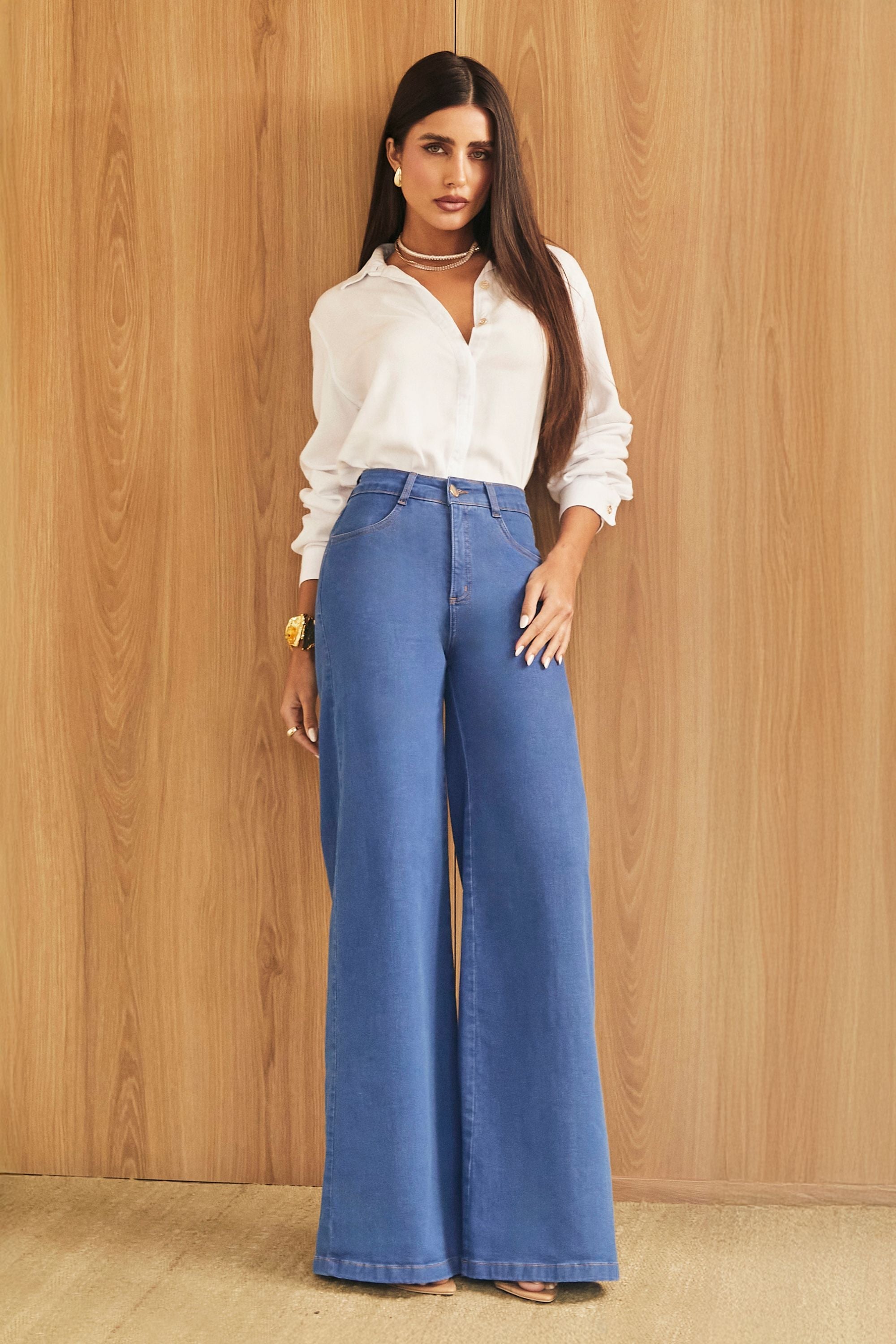 Calça Jeans Modeladora Linea Pantalona Cós Médio Jeans Médio